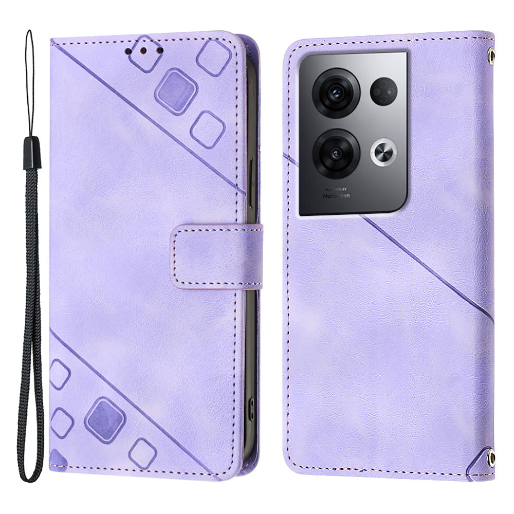 For Oppo Reno8 Pro 5G (Global Version) PT005 YB Imprinting Series-6 Skin Touch Stand Phone Case PU Leather Wallet Phone Cover