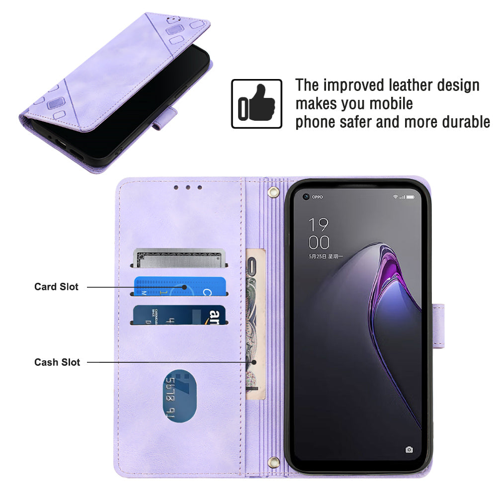 For Oppo Reno8 Pro 5G (Global Version) PT005 YB Imprinting Series-6 Skin Touch Stand Phone Case PU Leather Wallet Phone Cover