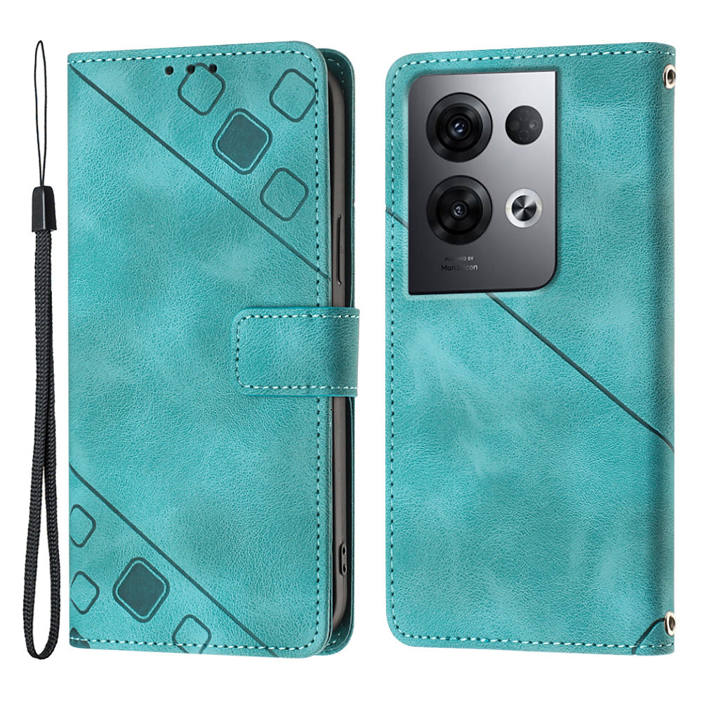 For Oppo Reno8 Pro 5G (Global Version) PT005 YB Imprinting Series-6 Skin Touch Stand Phone Case PU Leather Wallet Phone Cover