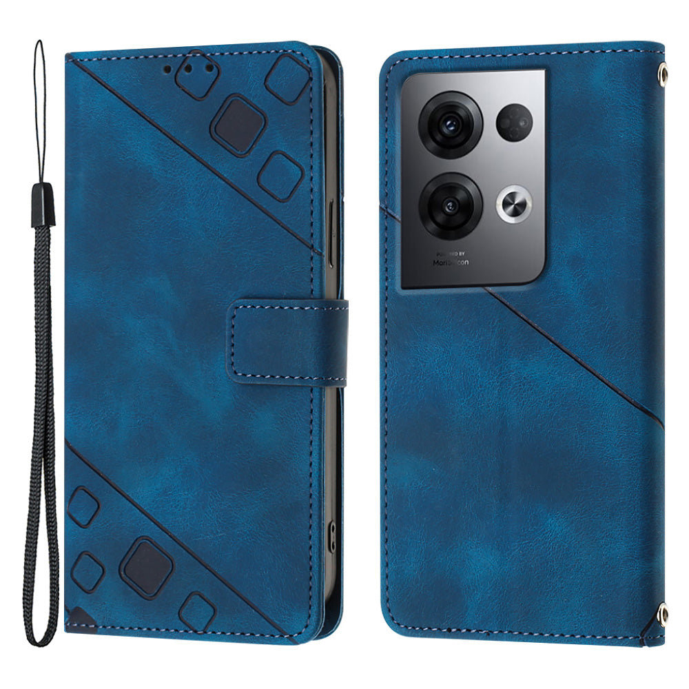 For Oppo Reno8 Pro 5G (Global Version) PT005 YB Imprinting Series-6 Skin Touch Stand Phone Case PU Leather Wallet Phone Cover