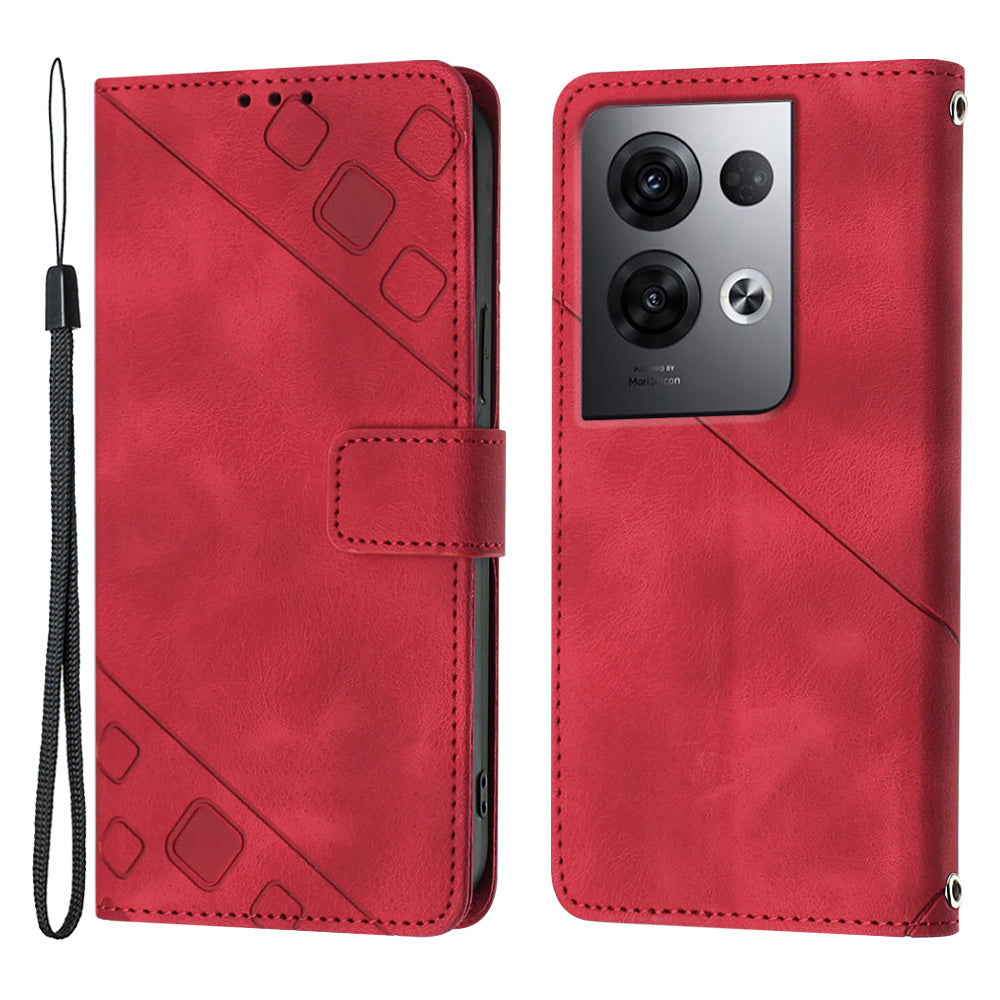 For Oppo Reno8 Pro 5G (Global Version) PT005 YB Imprinting Series-6 Skin Touch Stand Phone Case PU Leather Wallet Phone Cover