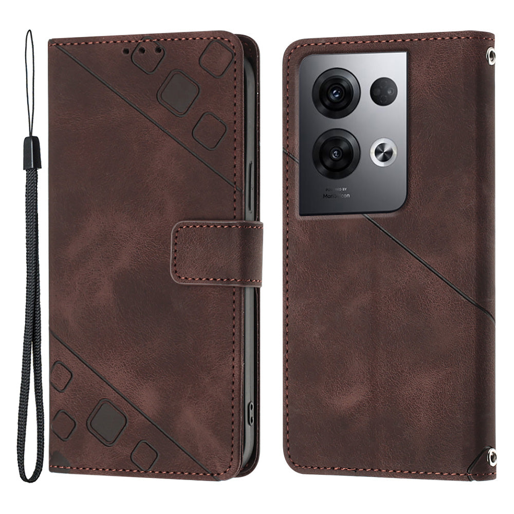 For Oppo Reno8 Pro 5G (Global Version) PT005 YB Imprinting Series-6 Skin Touch Stand Phone Case PU Leather Wallet Phone Cover