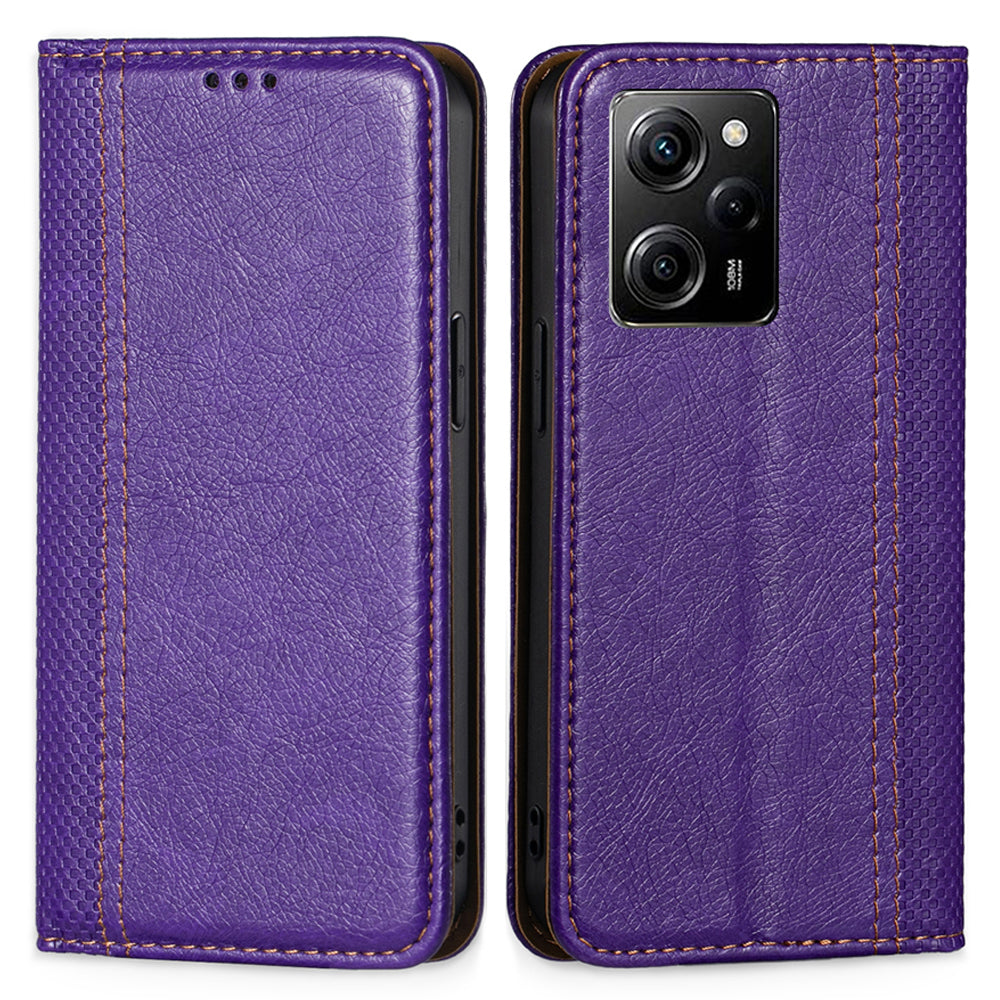 For Xiaomi Poco X5 Pro 5G Redmi Note 12 Pro Speed 5G Note 12 Pro 5G PU Leather Stand Phone Case Plaid Pattern Card Holder Protective Cover