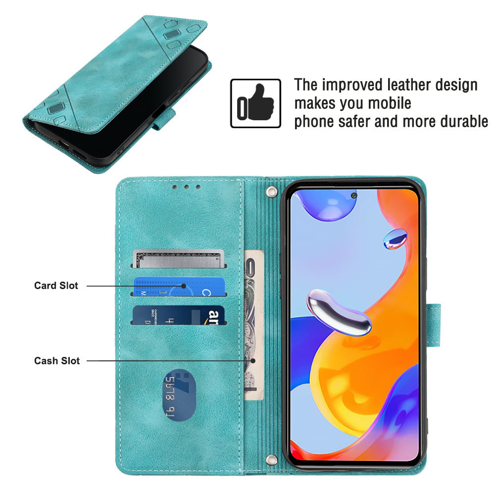PT005 YB Imprinting Series-6 Phone Case for Xiaomi Redmi Note 12 Pro 4G 11 Pro 4G (MediaTek) Note 11 Pro 5G (Qualcomm) PU Leather Stand Wallet Flip Cover