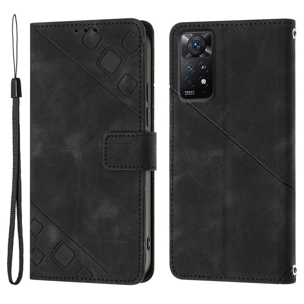 PT005 YB Imprinting Series-6 Phone Case for Xiaomi Redmi Note 12 Pro 4G 11 Pro 4G (MediaTek) Note 11 Pro 5G (Qualcomm) PU Leather Stand Wallet Flip Cover