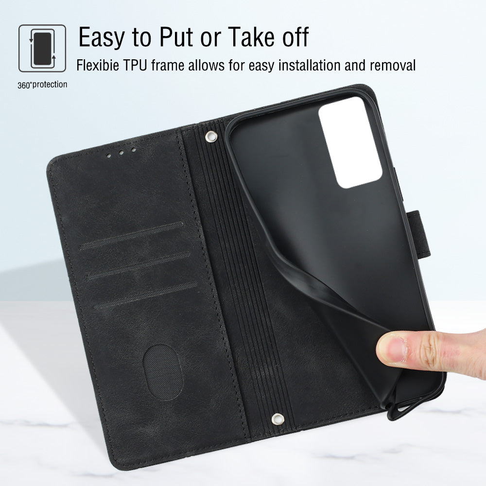 PT005 YB Imprinting Series-6 Phone Case for Xiaomi Redmi Note 12 Pro 4G 11 Pro 4G (MediaTek) Note 11 Pro 5G (Qualcomm) PU Leather Stand Wallet Flip Cover