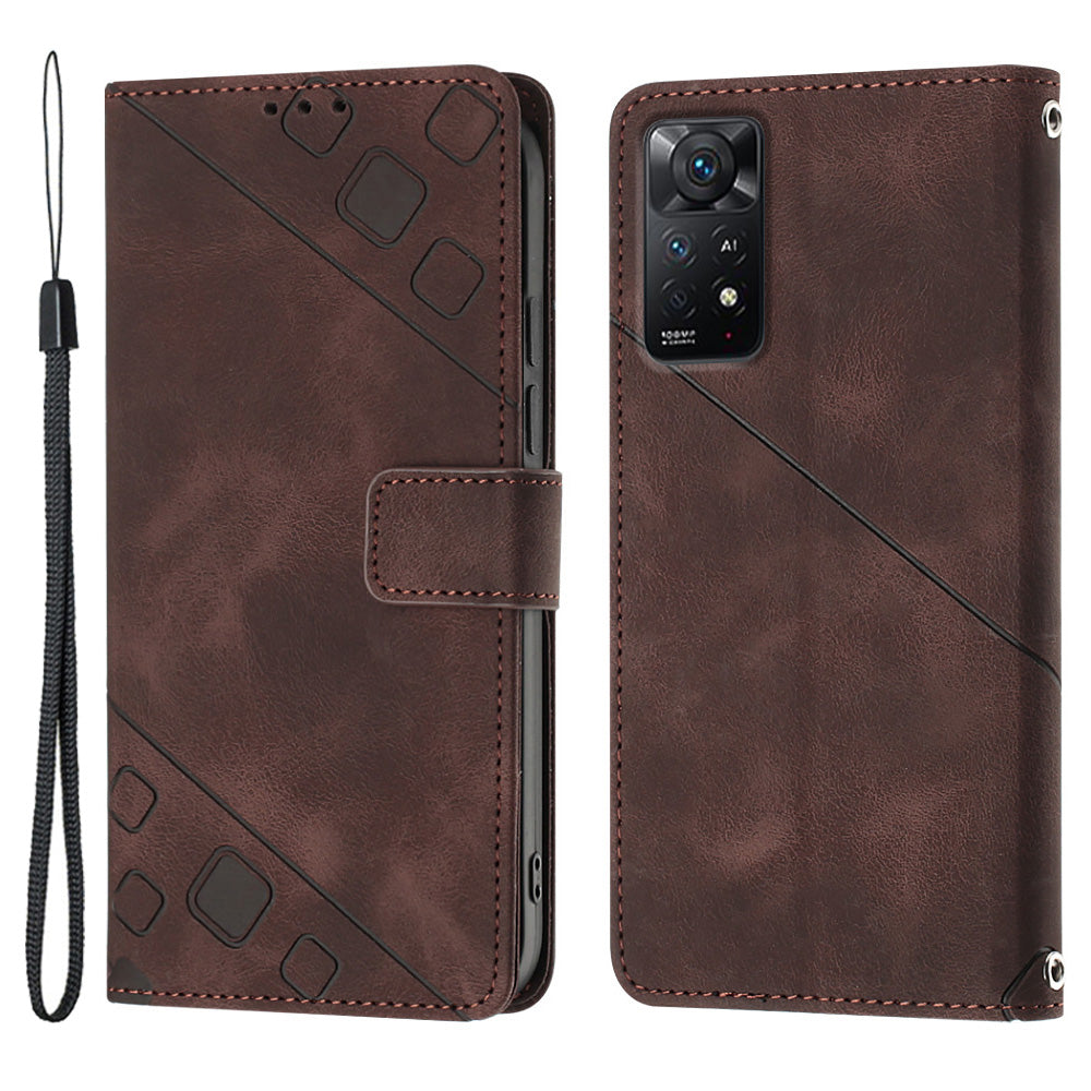 PT005 YB Imprinting Series-6 Phone Case for Xiaomi Redmi Note 12 Pro 4G 11 Pro 4G (MediaTek) Note 11 Pro 5G (Qualcomm) PU Leather Stand Wallet Flip Cover