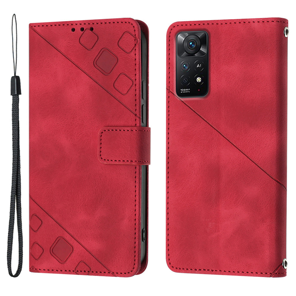 PT005 YB Imprinting Series-6 Phone Case for Xiaomi Redmi Note 12 Pro 4G 11 Pro 4G (MediaTek) Note 11 Pro 5G (Qualcomm) PU Leather Stand Wallet Flip Cover