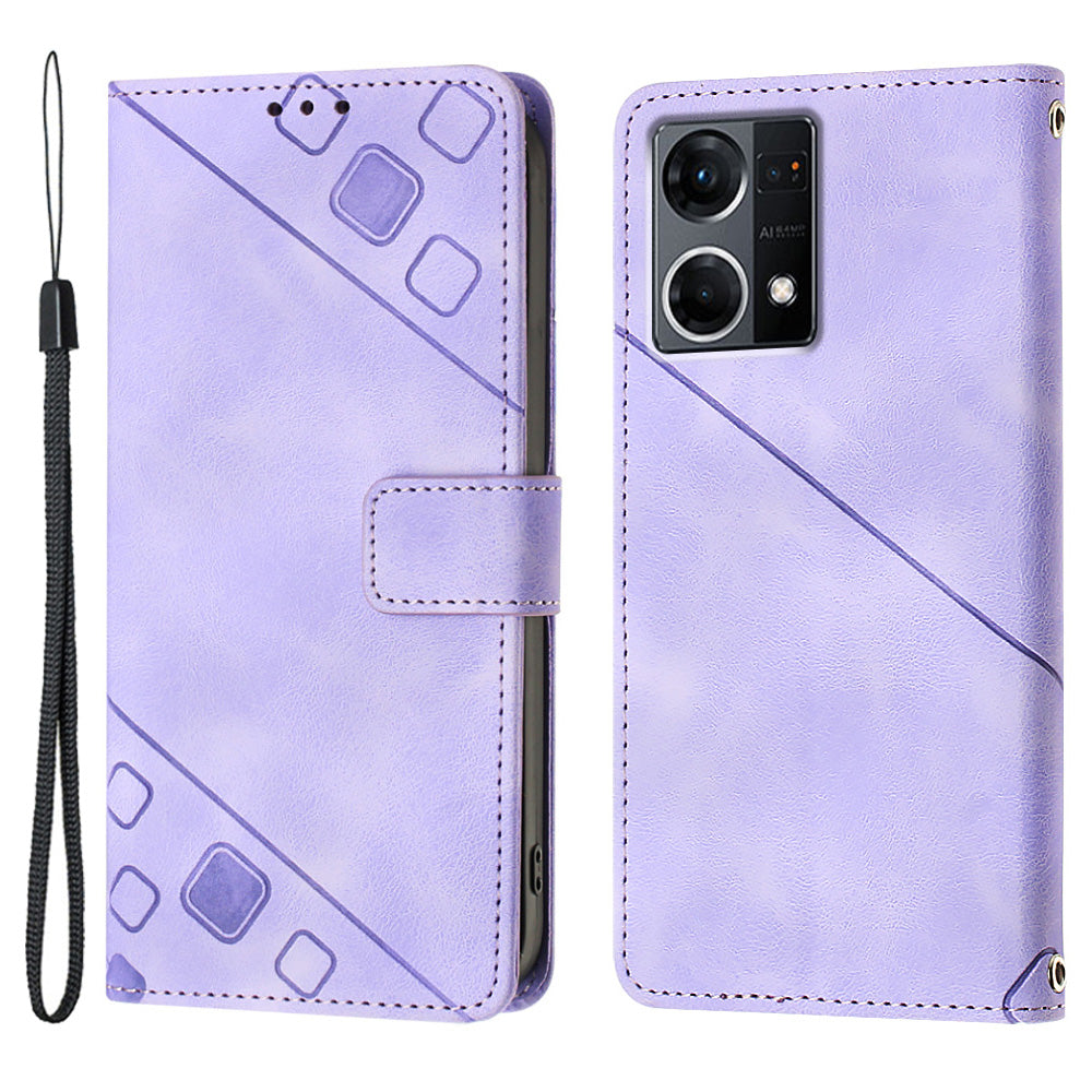 PT005 YB Imprinting Series-6 Wallet Phone Case for Oppo Reno7 4G F21 Pro 4G PU Leather Stand Magnetic Cover