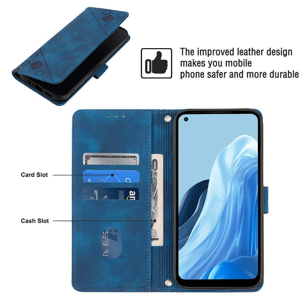 PT005 YB Imprinting Series-6 Wallet Phone Case for Oppo Reno7 4G F21 Pro 4G PU Leather Stand Magnetic Cover