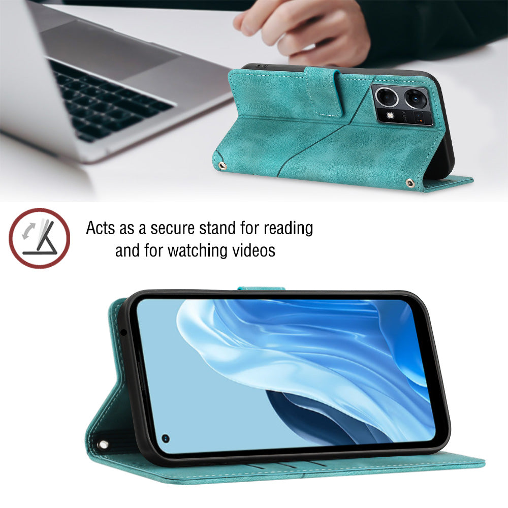 PT005 YB Imprinting Series-6 Wallet Phone Case for Oppo Reno7 4G F21 Pro 4G PU Leather Stand Magnetic Cover