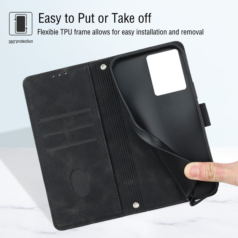 PT005 YB Imprinting Series-6 Wallet Phone Case for Oppo Reno7 4G F21 Pro 4G PU Leather Stand Magnetic Cover