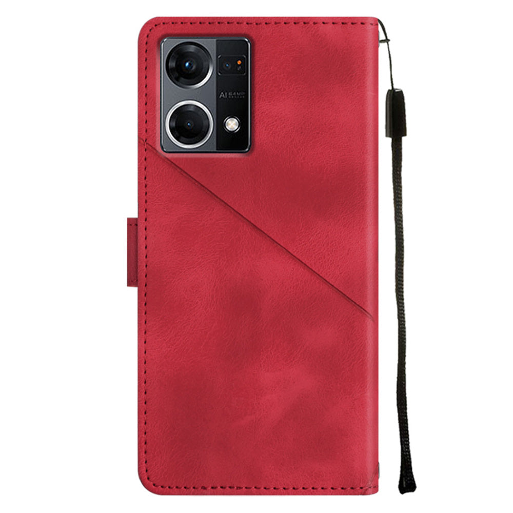 PT005 YB Imprinting Series-6 Wallet Phone Case for Oppo Reno7 4G F21 Pro 4G PU Leather Stand Magnetic Cover