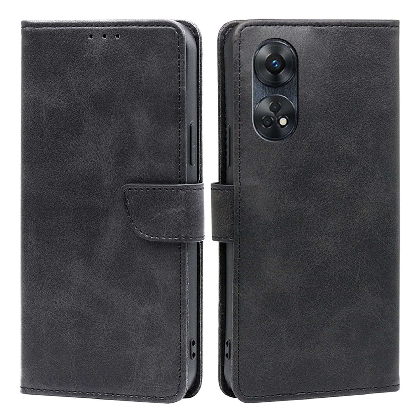 Protective Phone Leather Cover for Oppo Reno8 T 4G Calf Texture Stand Wallet Phone Case