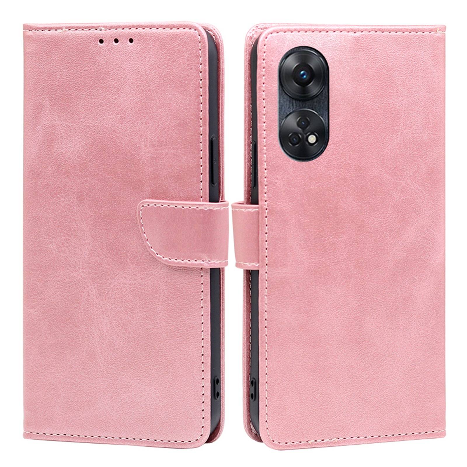 Protective Phone Leather Cover for Oppo Reno8 T 4G Calf Texture Stand Wallet Phone Case