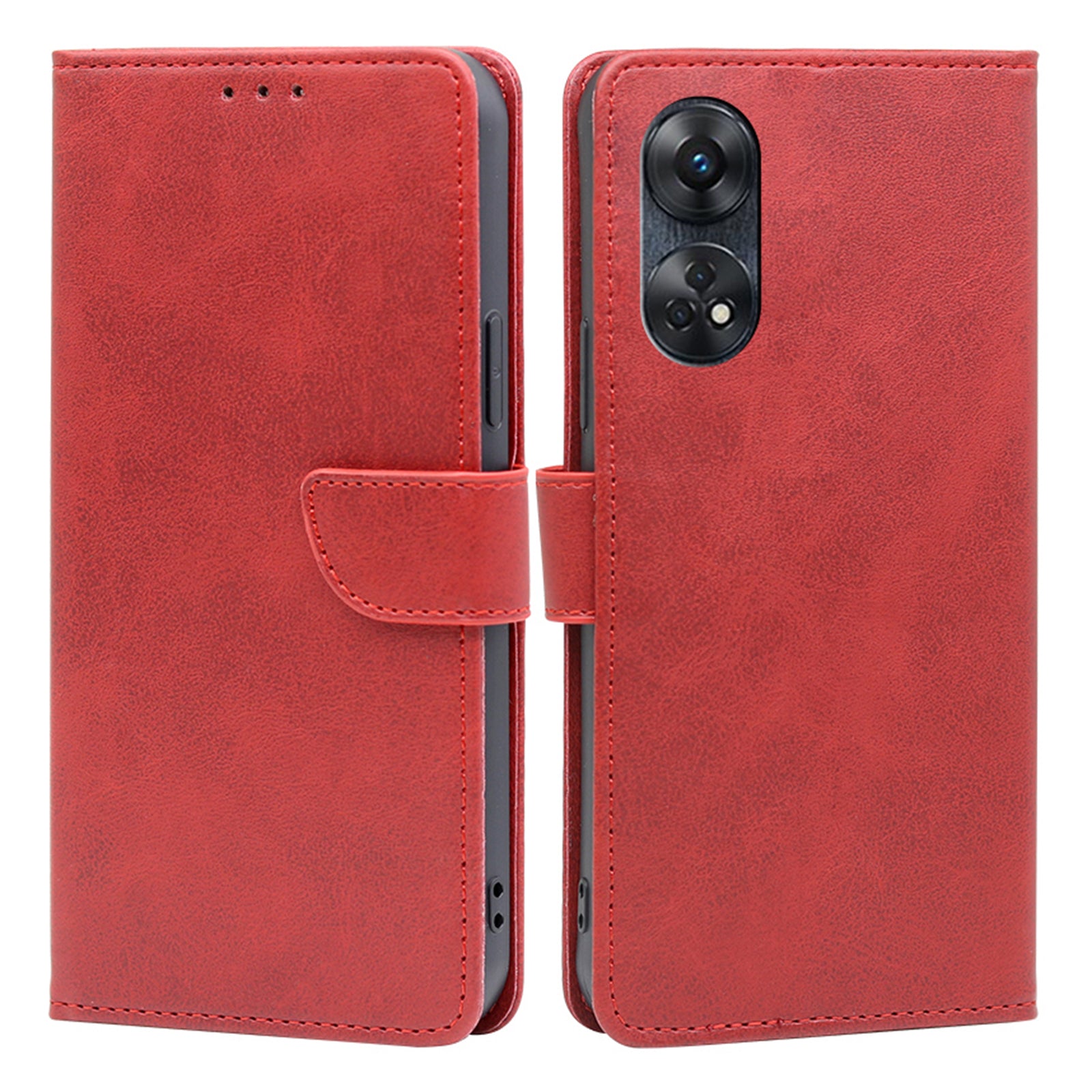 Protective Phone Leather Cover for Oppo Reno8 T 4G Calf Texture Stand Wallet Phone Case