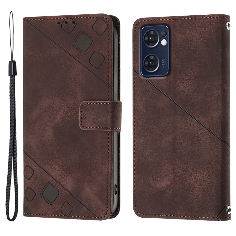 PT005 YB Imprinting Series-6 Phone Case for Oppo Reno7 5G (Global) Find X5 Lite Stand PU Leather Wallet Phone Cover