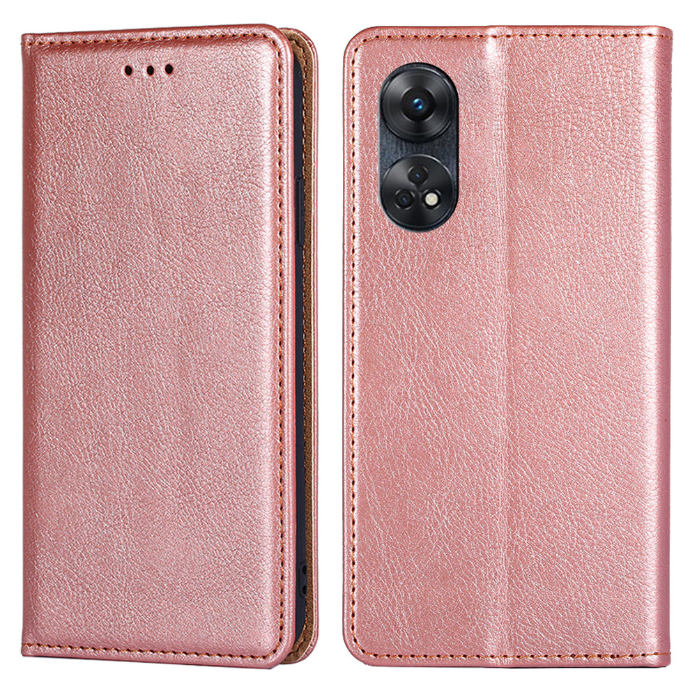 For Oppo Reno8 T 4G PU Leather Wallet Stand Phone Case Magnetic Auto-closing Protective Cover