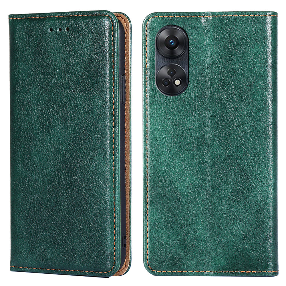 For Oppo Reno8 T 4G PU Leather Wallet Stand Phone Case Magnetic Auto-closing Protective Cover