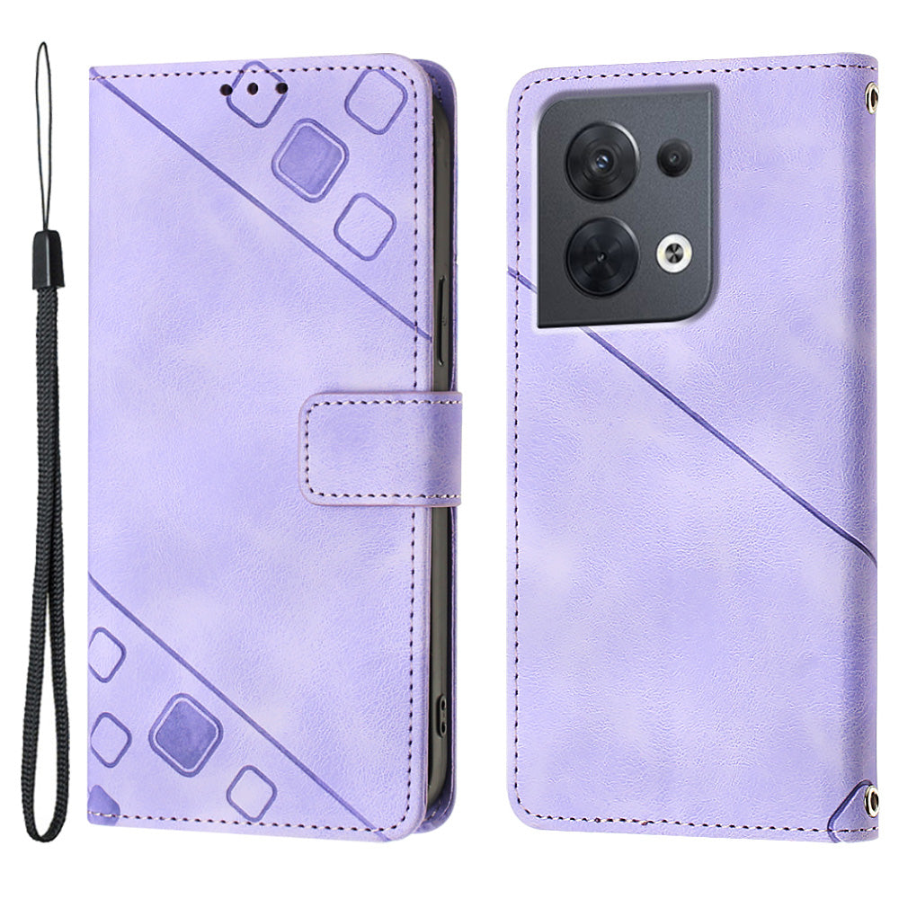PT005 YB Imprinting Series-6 PU Leather Phone Cover for Oppo Reno8 5G (Global Version) Stand Magnetic Wallet Case