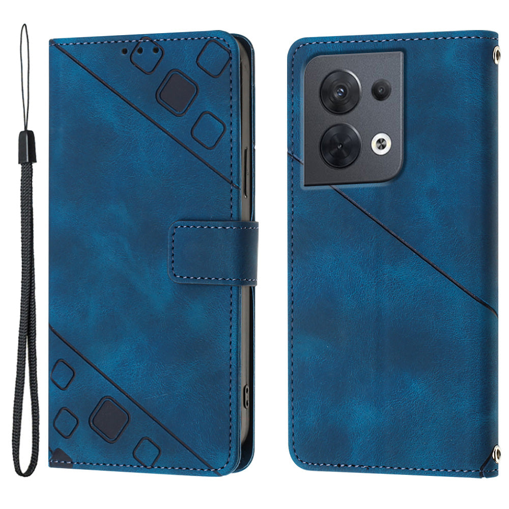 PT005 YB Imprinting Series-6 PU Leather Phone Cover for Oppo Reno8 5G (Global Version) Stand Magnetic Wallet Case