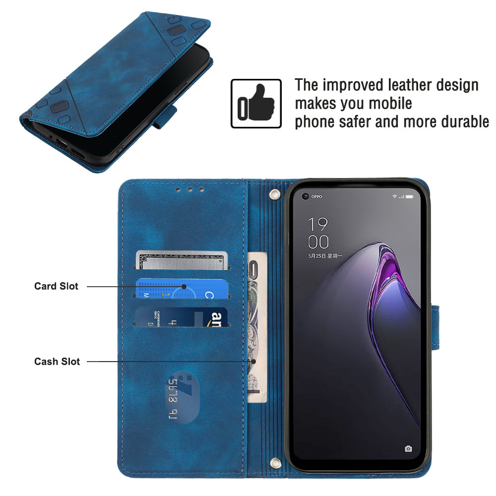 PT005 YB Imprinting Series-6 PU Leather Phone Cover for Oppo Reno8 5G (Global Version) Stand Magnetic Wallet Case