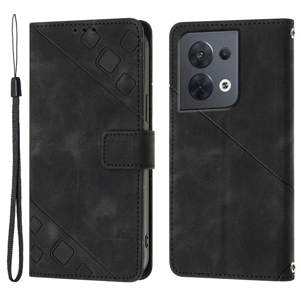 PT005 YB Imprinting Series-6 PU Leather Phone Cover for Oppo Reno8 5G (Global Version) Stand Magnetic Wallet Case