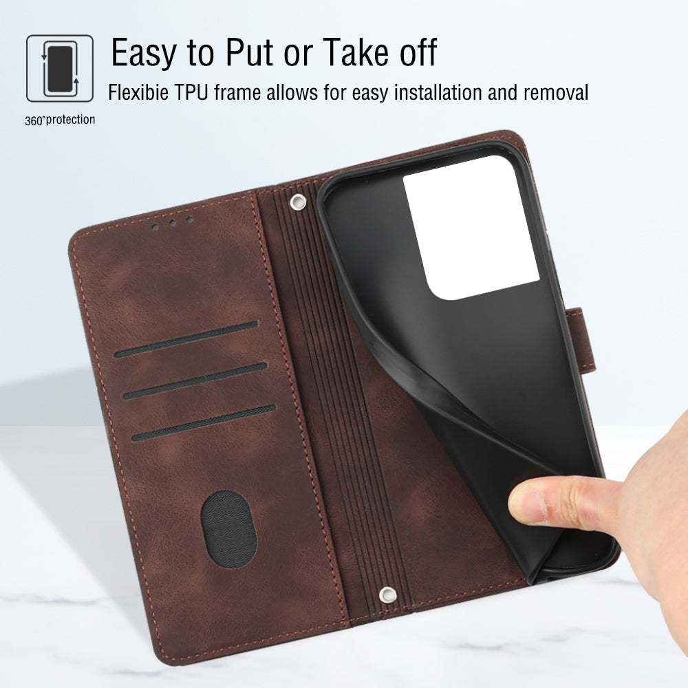 PT005 YB Imprinting Series-6 PU Leather Phone Cover for Oppo Reno8 5G (Global Version) Stand Magnetic Wallet Case