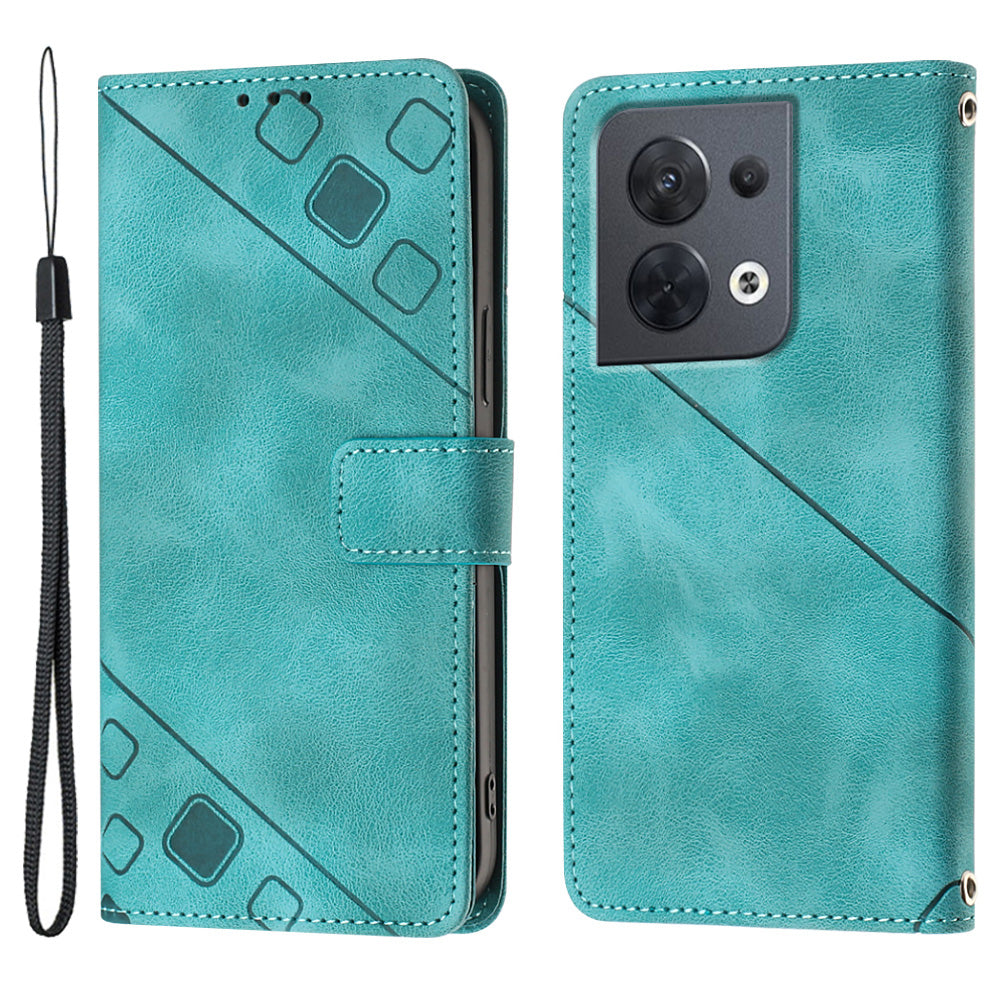 PT005 YB Imprinting Series-6 PU Leather Phone Cover for Oppo Reno8 5G (Global Version) Stand Magnetic Wallet Case