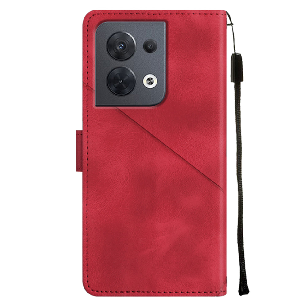 PT005 YB Imprinting Series-6 PU Leather Phone Cover for Oppo Reno8 5G (Global Version) Stand Magnetic Wallet Case