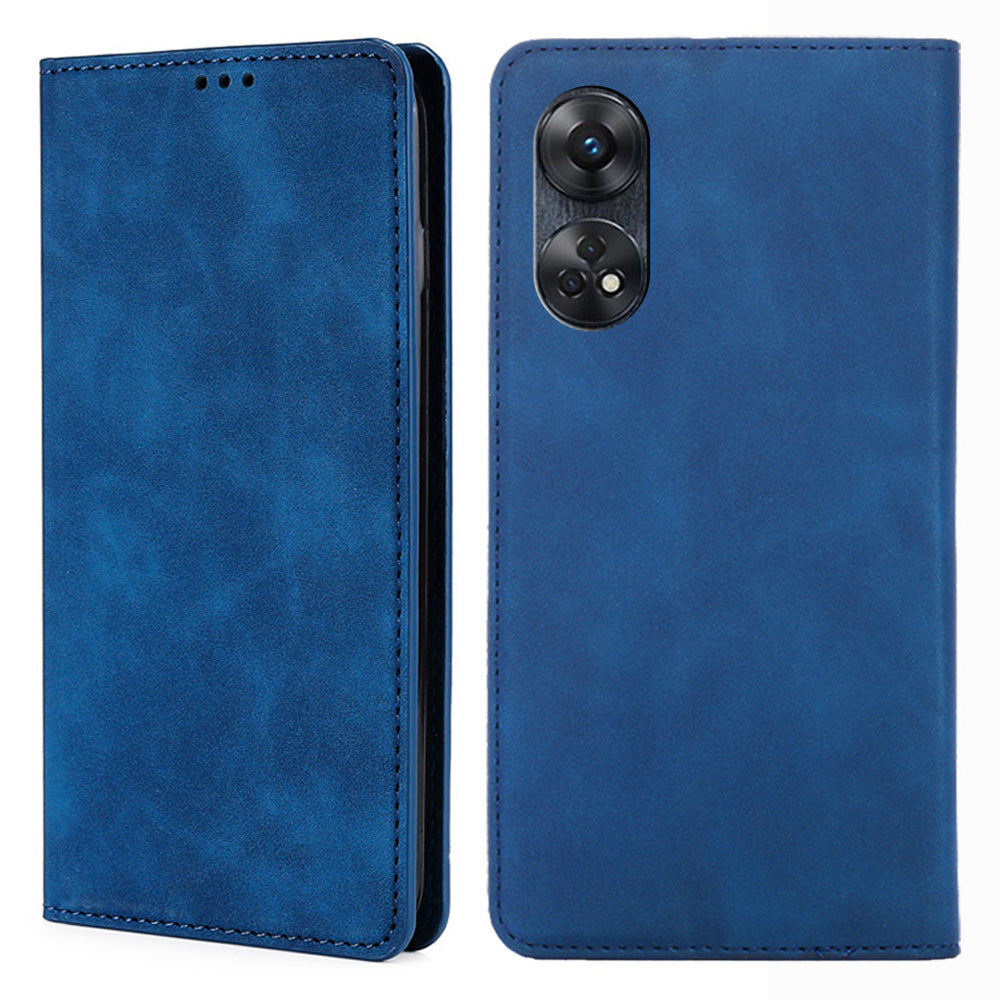 For Oppo Reno8 T 4G Anti-drop Phone Case Card Slot Skin-touch Leather Stand Cellphone Cover