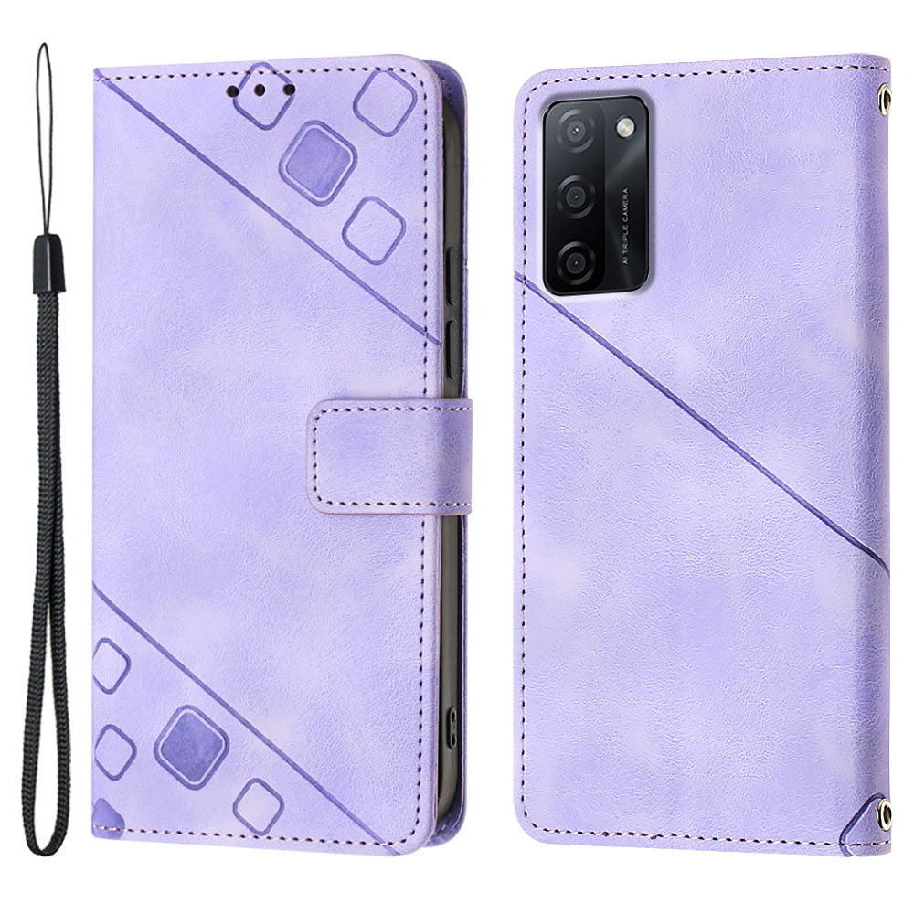 PT005 YB Imprinting Series-6 For Oppo A55s 5G Skin Touch Phone Shell Leather Stand Wallet Shockproof Case