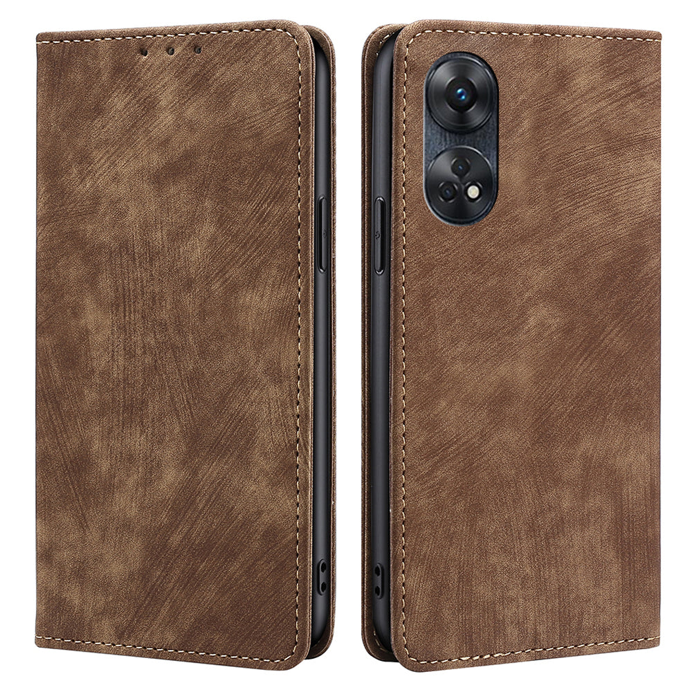 For Oppo Reno8 T 4G Protective Cover Magnetic RFID Blocking Leather Wallet Phone Case with Foldable Stand