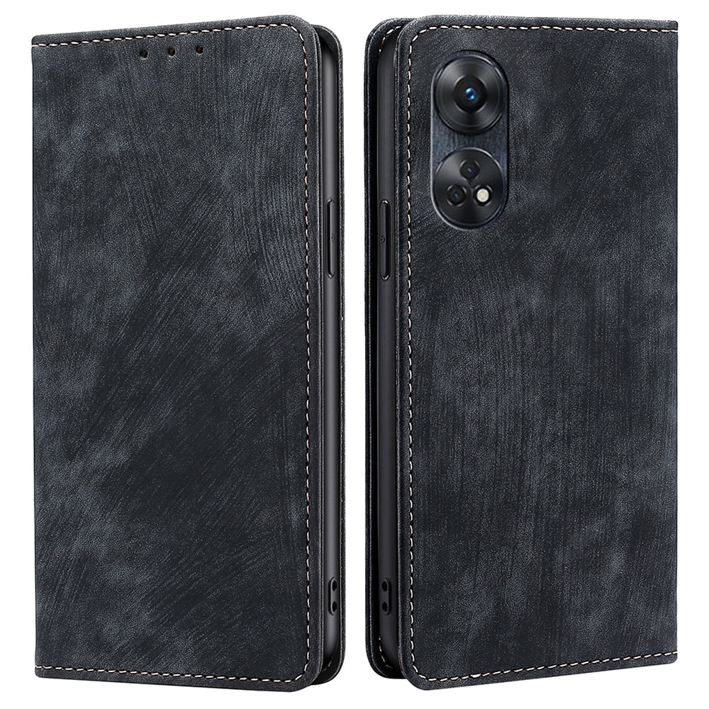 For Oppo Reno8 T 4G Protective Cover Magnetic RFID Blocking Leather Wallet Phone Case with Foldable Stand