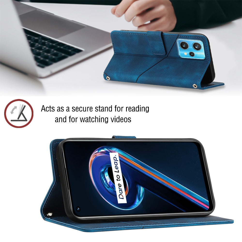 PT005 YB Imprinting Series-6 Leather Shell for Realme 9 Pro 5G 9 5G V25 OnePlus Nord CE 2 Lite 5G Skin Touch Stand Wallet Case