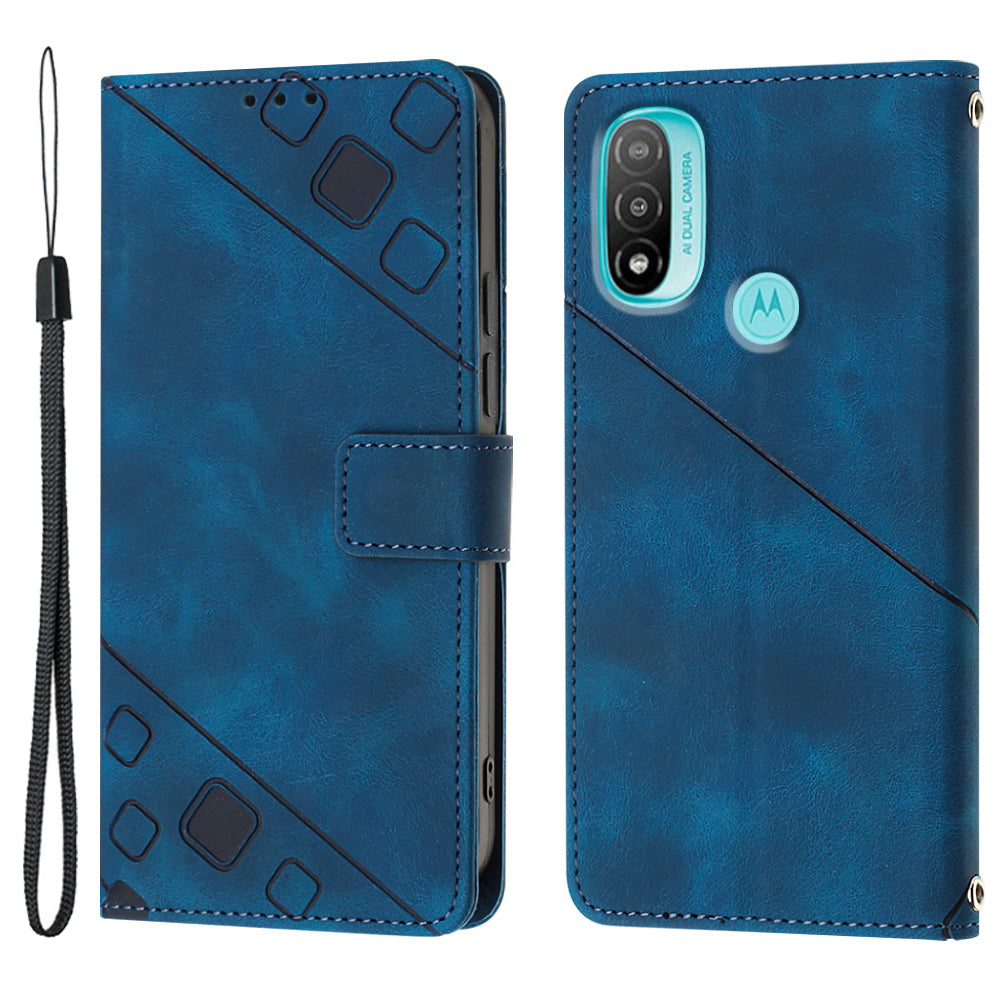 PT005 YB Imprinting Series-6 For Motorola Moto E20 E30 E40 Wallet Stand Cover Skin Touch PU Leather Phone Case