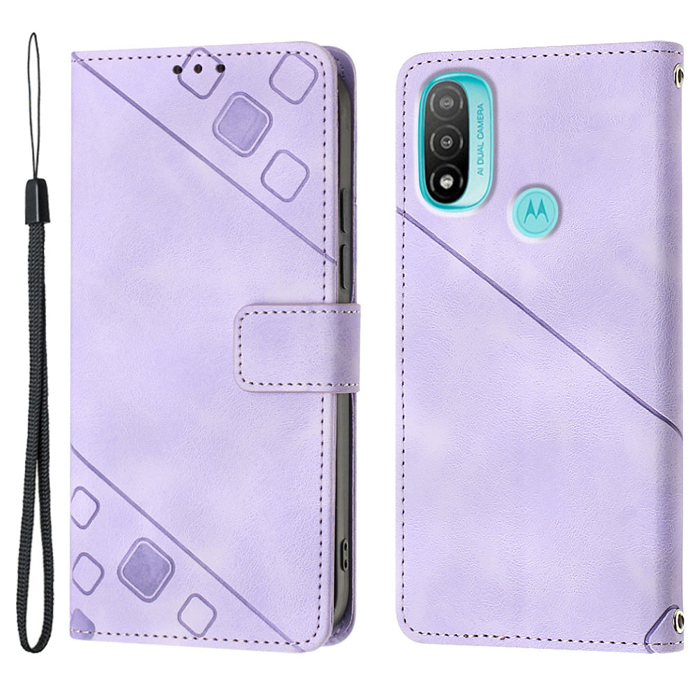 PT005 YB Imprinting Series-6 For Motorola Moto E20 E30 E40 Wallet Stand Cover Skin Touch PU Leather Phone Case