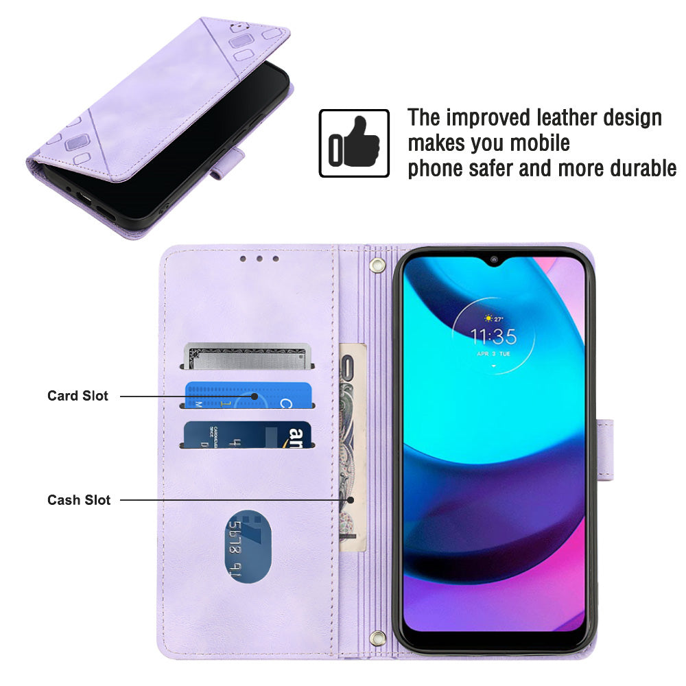 PT005 YB Imprinting Series-6 For Motorola Moto E20 E30 E40 Wallet Stand Cover Skin Touch PU Leather Phone Case