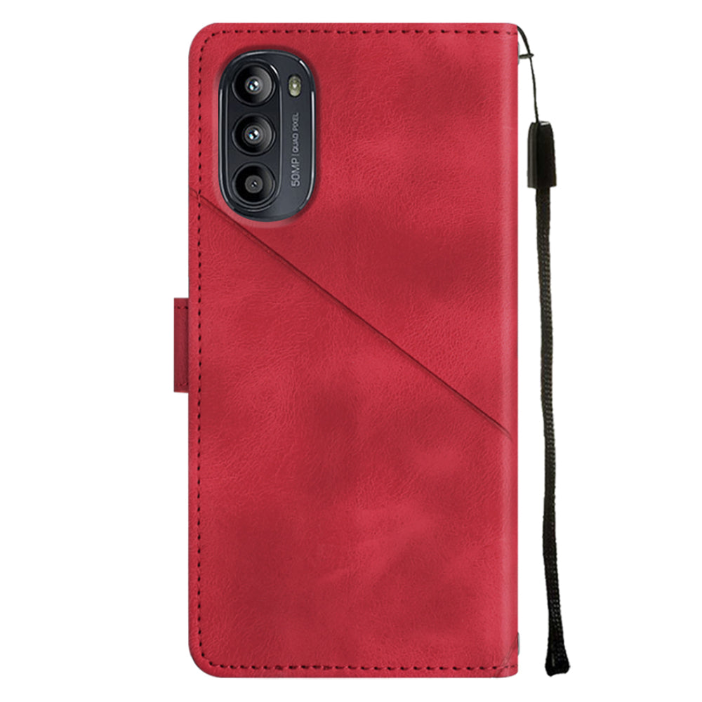 PT005 YB Imprinting Series-6 Phone Case for Motorola Moto G52 4G G82 5G Wallet Stand Skin Touch PU Leather Cover