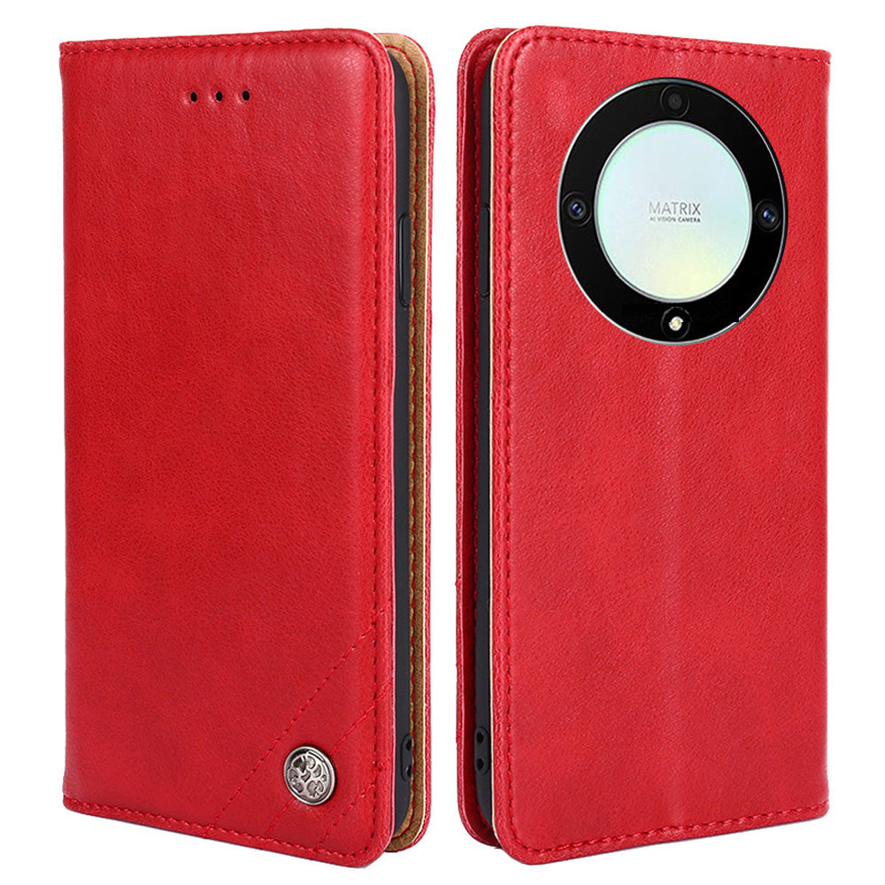 For Honor X40 5G X9a 5G Magic5 Lite 5G Triangle Stitching Line PU Leather Wallet Phone Case Drop-proof Stand Cover