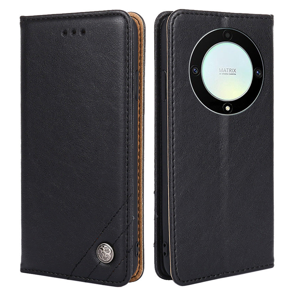 For Honor X40 5G X9a 5G Magic5 Lite 5G Triangle Stitching Line PU Leather Wallet Phone Case Drop-proof Stand Cover