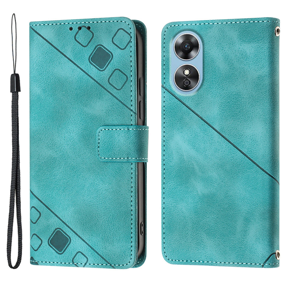 PT005 YB Imprinting Series-6 Flip Case for Oppo A17 4G Wallet Stand Skin Touch PU Leather Cover
