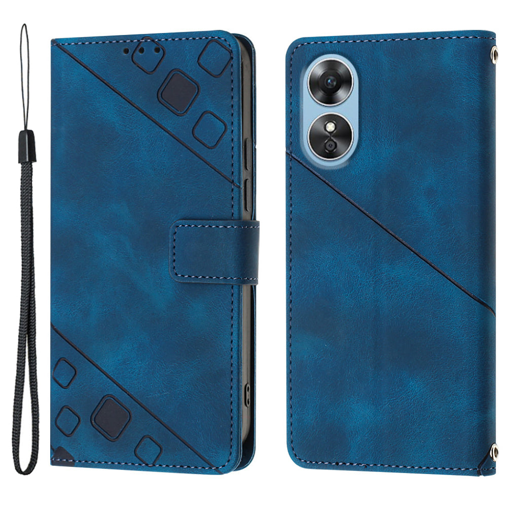 PT005 YB Imprinting Series-6 Flip Case for Oppo A17 4G Wallet Stand Skin Touch PU Leather Cover