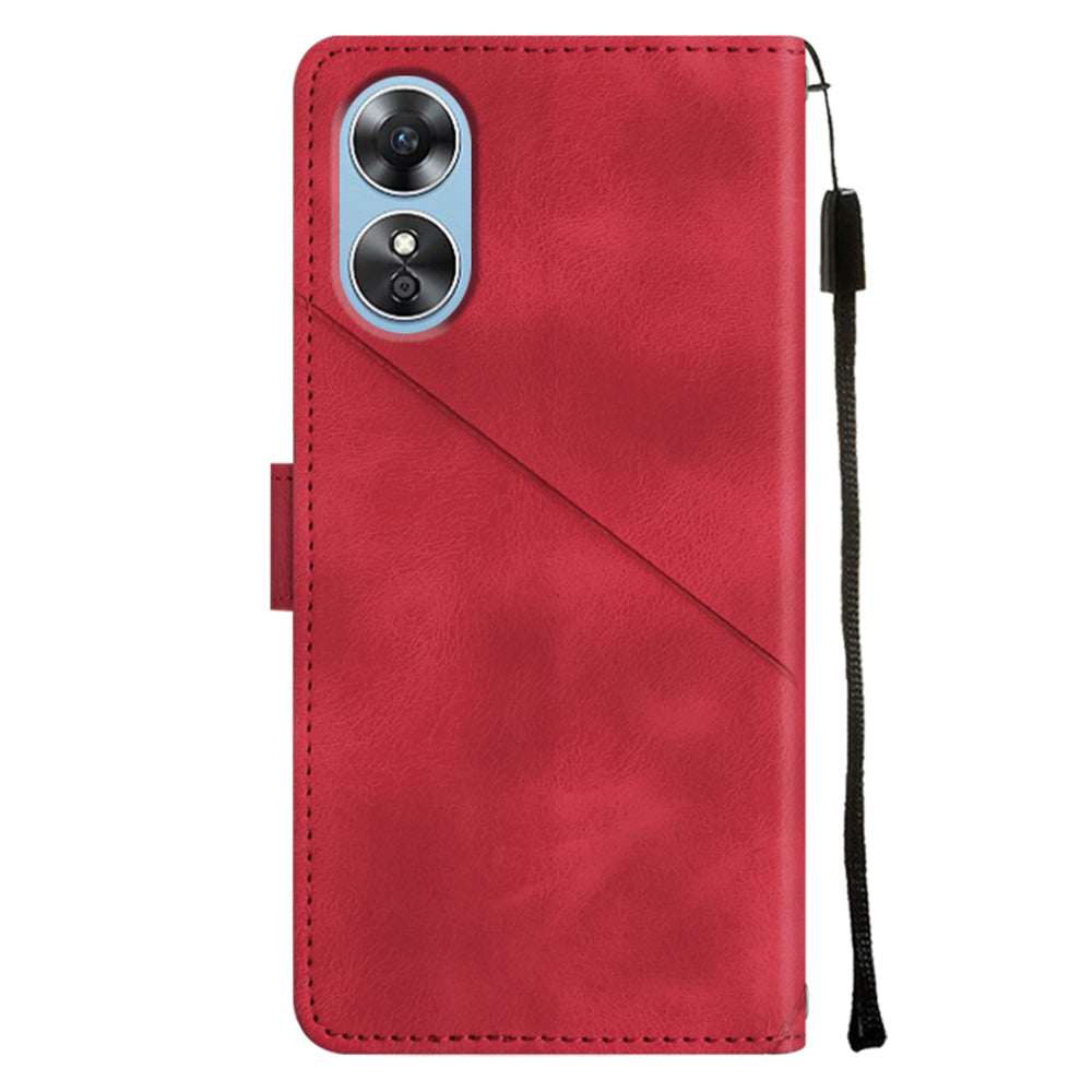 PT005 YB Imprinting Series-6 Flip Case for Oppo A17 4G Wallet Stand Skin Touch PU Leather Cover
