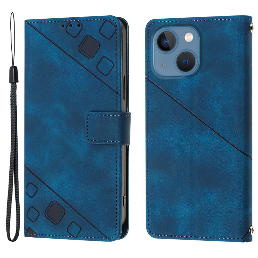 PT005 YB Imprinting Series-6 pro iPhone 14 PU kožený kryt se stojanem na peněženku Skin Touch Pouzdro na telefon – červené