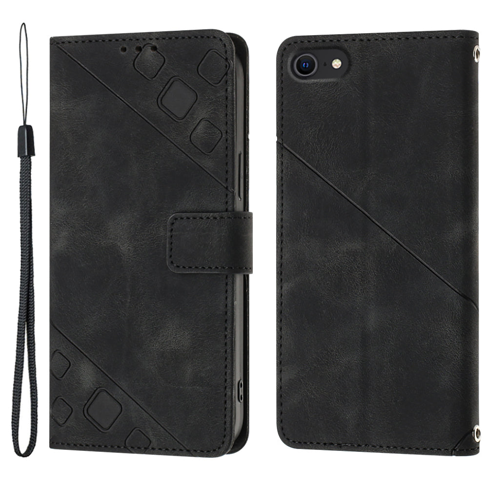 PT005 YB Imprinting Series-6 Leather Case for iPhone 7 8 SE (2020) SE (2022) Anti-scratch Flip Stand Wallet Cover