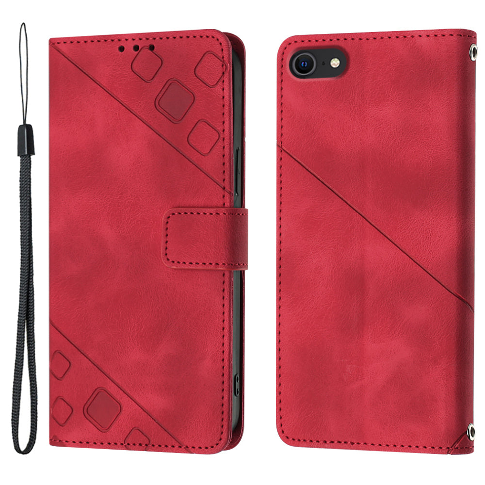 PT005 YB Imprinting Series-6 Leather Case for iPhone 7 8 SE (2020) SE (2022) Anti-scratch Flip Stand Wallet Cover
