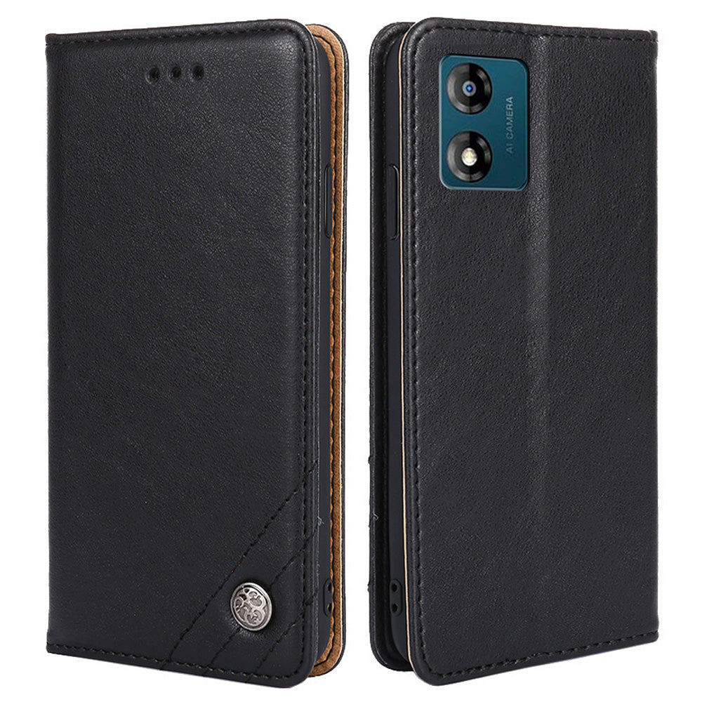 For Motorola Moto E13 4G Triangle Stitching Line PU Leather Wallet Shockproof Cover Foldable Stand Phone Case