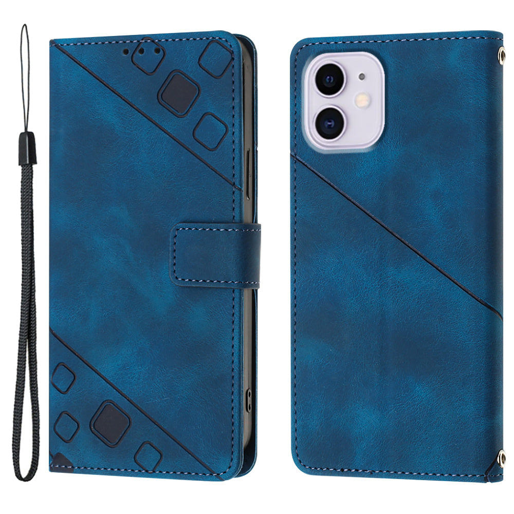 PT005 YB Imprinting Series-6 For iPhone 11 6.1 inch PU Leather Stand Phone Case Flip Folio Wallet Cover