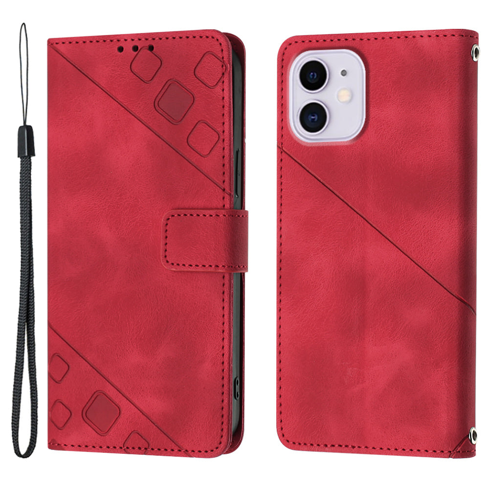 PT005 YB Imprinting Series-6 For iPhone 11 6.1 inch PU Leather Stand Phone Case Flip Folio Wallet Cover